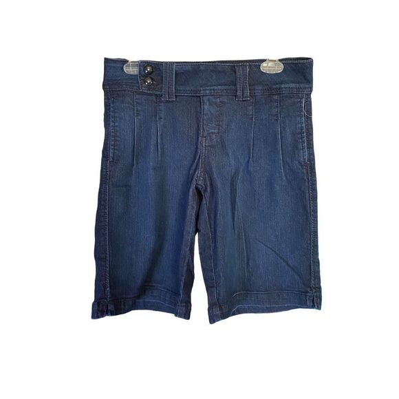 fade to blue vintage NWOT women’s stretch front pleated med wash shorts/6 - Picture 2 of 5